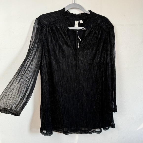 NWT Joie Pleated Shimmer Black Tunic 1X - Picture 1 of 7